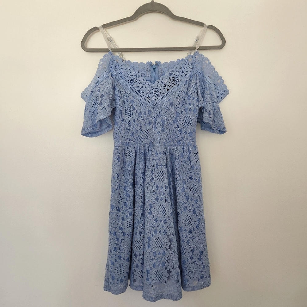 Disney Princess Off the Shoulder Blue Lace Dress Sz Small